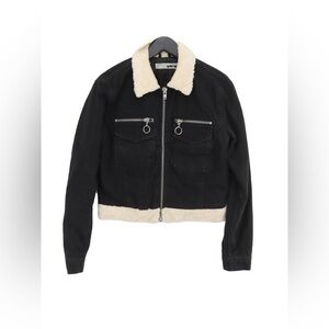 Topshop MOTO Cropped Denim Borg Jacket